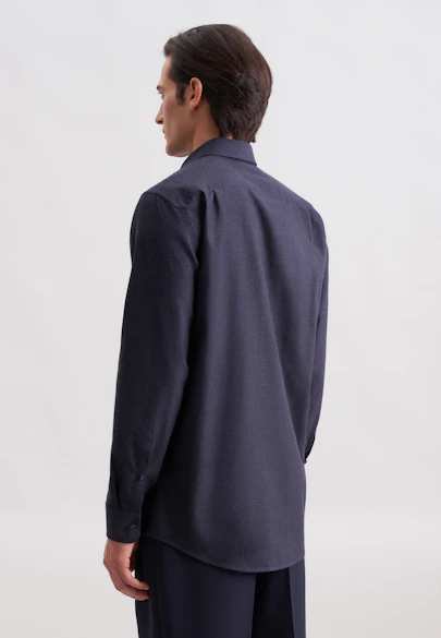 Regular Flannel shirt Uni in Dunkelblau |  Seidensticker Onlineshop