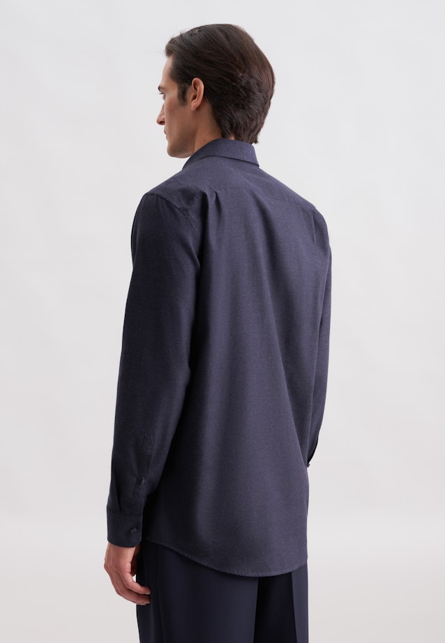 Regular Chemise en flanelle Uni in Bleu Foncé |  Seidensticker Onlineshop