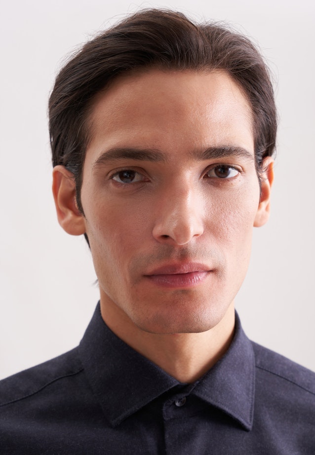 Regular Flanellhemd Uni in Dunkelblau |  Seidensticker Onlineshop