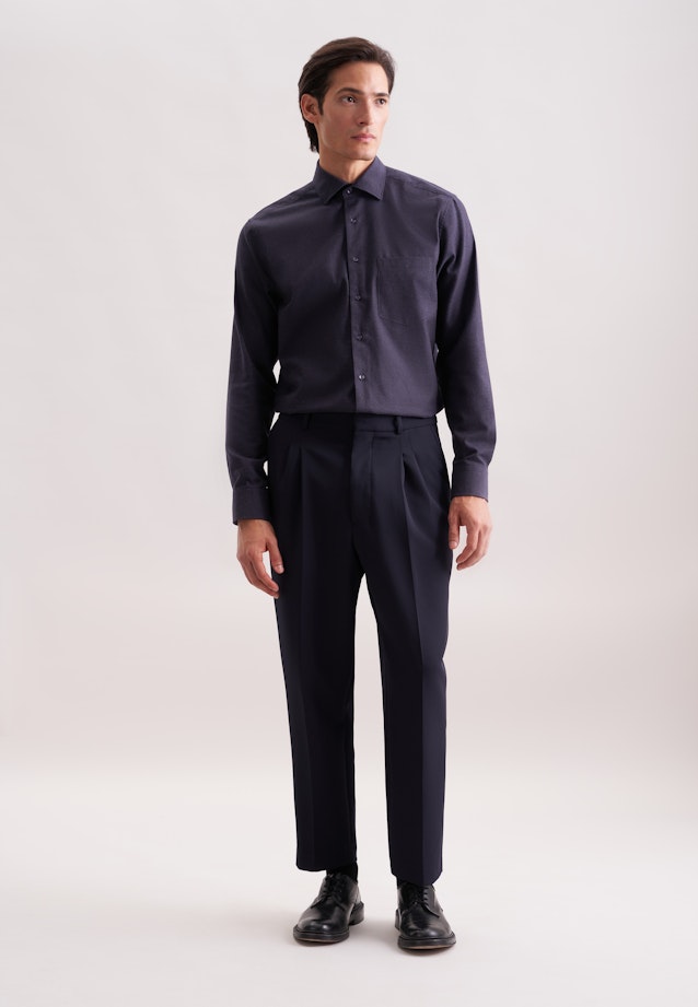 Regular Flanellhemd Uni in Dunkelblau |  Seidensticker Onlineshop