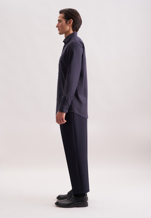 Regular Flanellhemd Uni in Dunkelblau |  Seidensticker Onlineshop