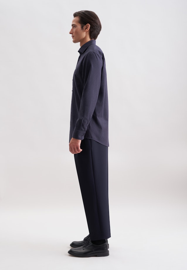 Regular Flannel shirt Uni in Dunkelblau |  Seidensticker Onlineshop