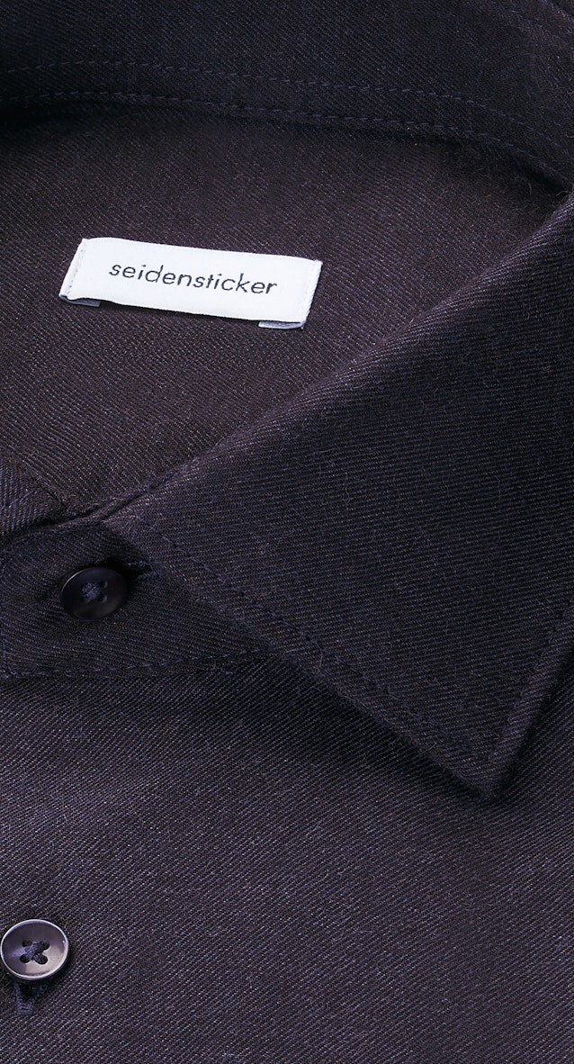 Regular Flanellhemd Uni in Dunkelblau |  Seidensticker Onlineshop