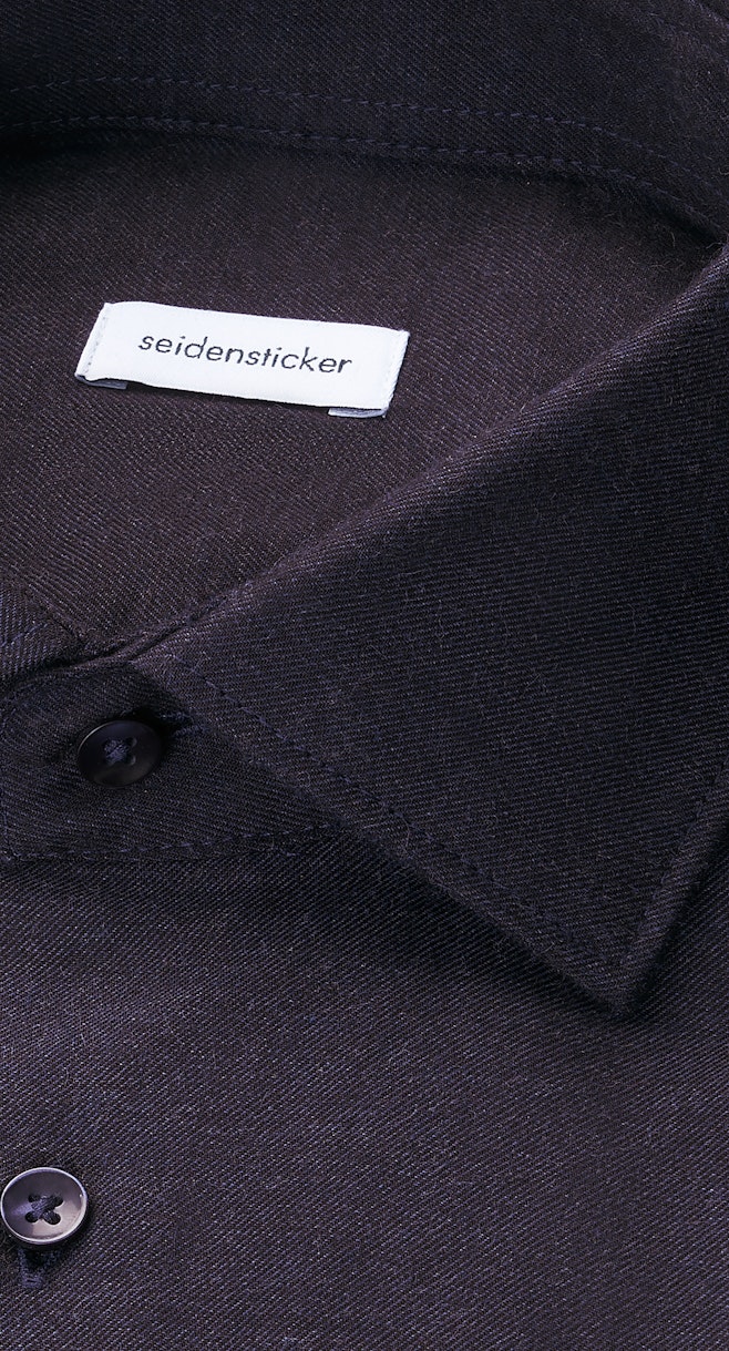 Regular Chemise en flanelle Uni dans Bleu Foncé | Boutique en ligne Seidensticker