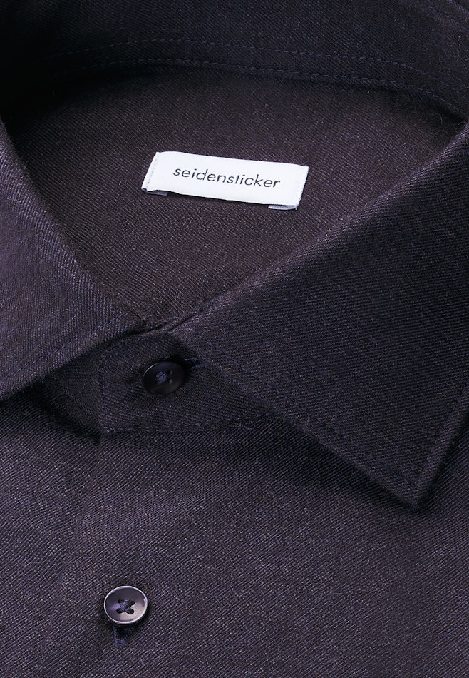 Regular Flanellhemd Uni in Dunkelblau | Seidensticker Onlineshop