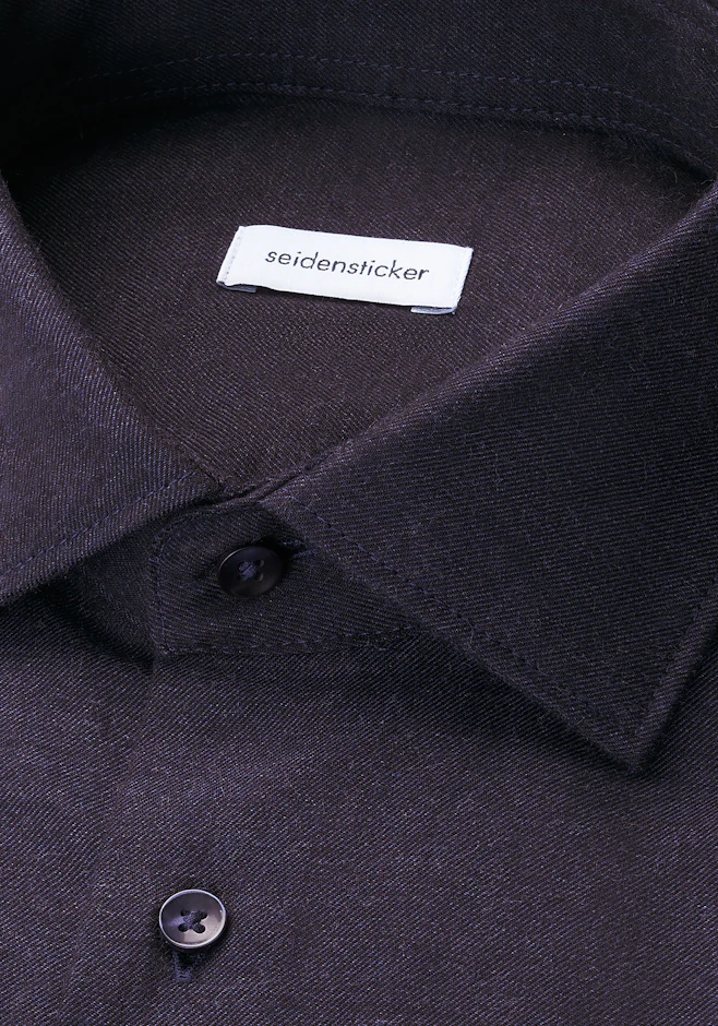 Regular Chemise en flanelle Uni dans Bleu Foncé | Boutique en ligne Seidensticker