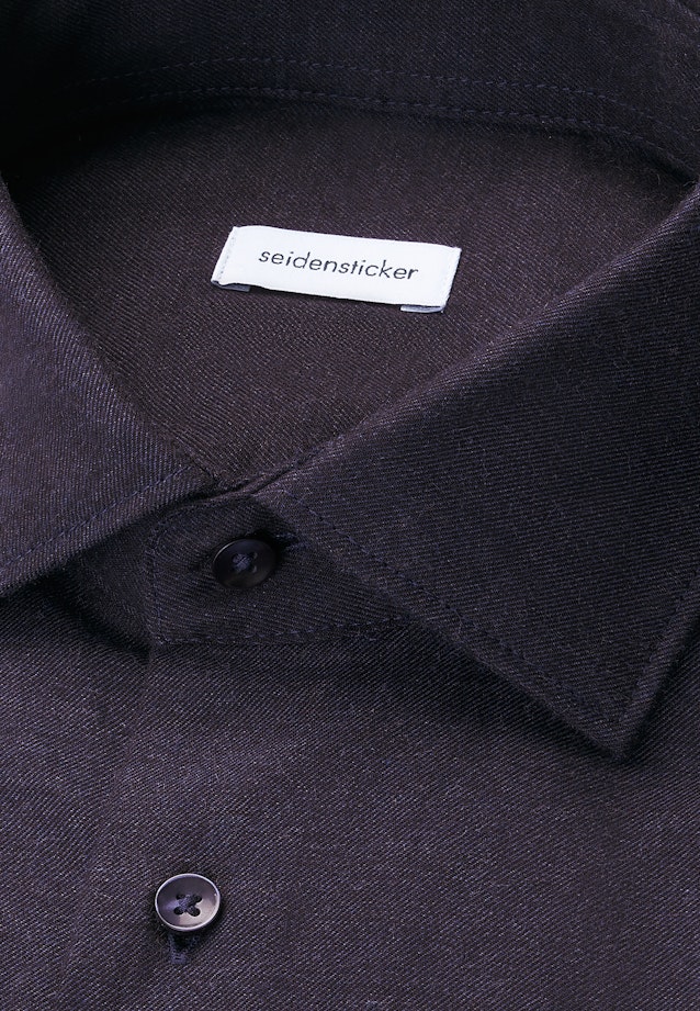 Regular Chemise en flanelle Uni in Bleu Foncé |  Seidensticker Onlineshop