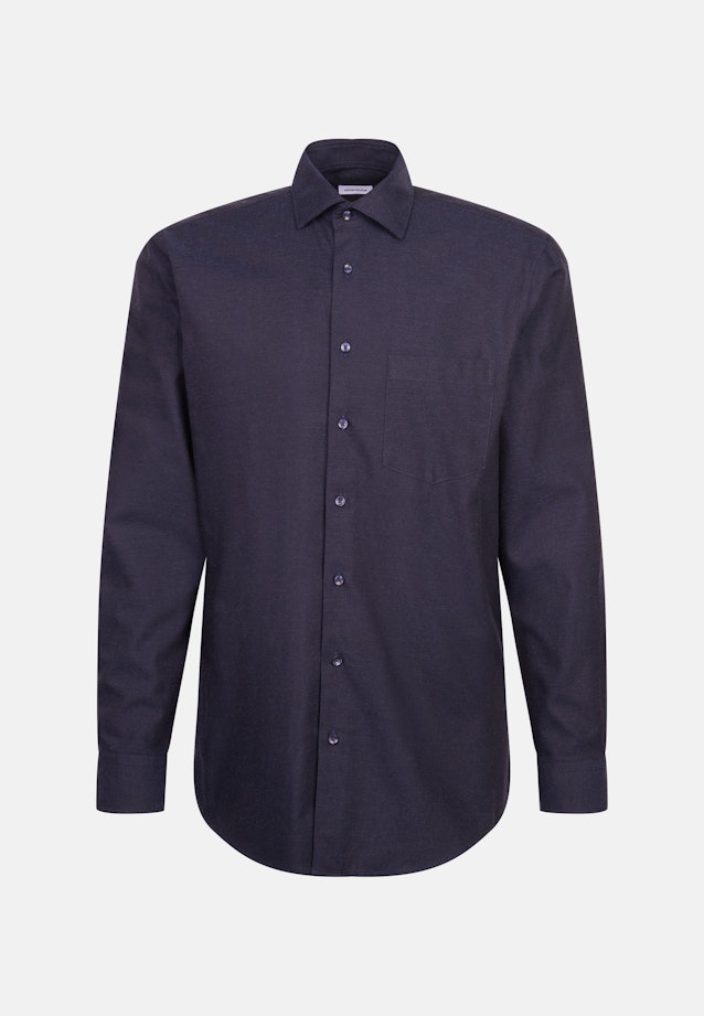 Regular Chemise en flanelle Uni in Bleu Foncé |  Seidensticker Onlineshop