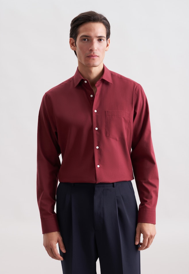 Regular Flanellhemd Uni in Rot | Seidensticker Onlineshop