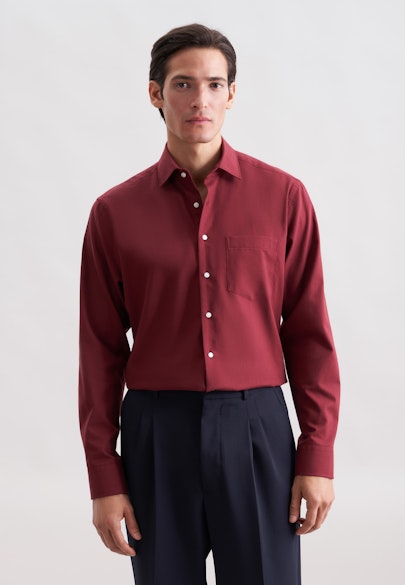 Regular Flanellhemd Uni in Rot |  Seidensticker Onlineshop