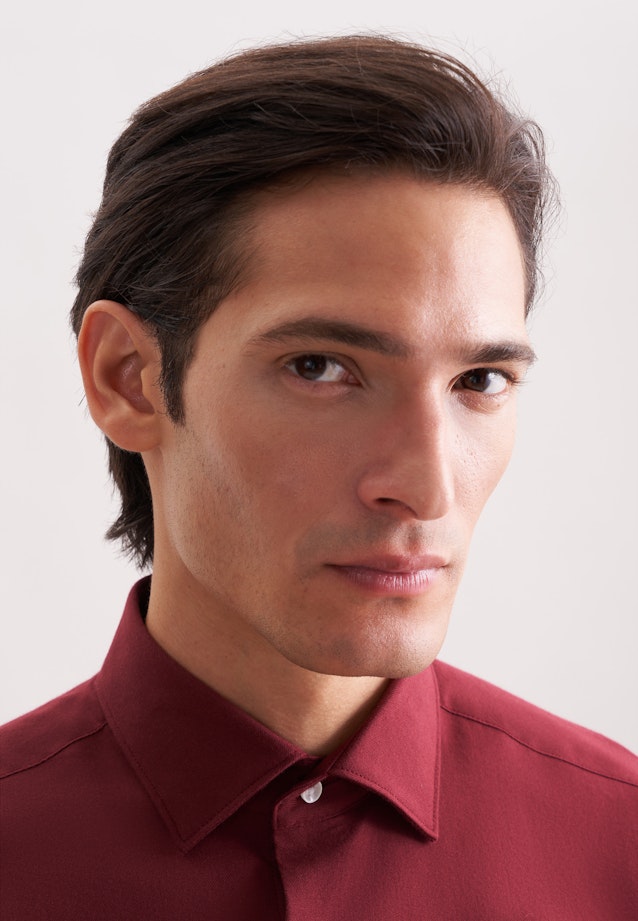 Regular Flanellhemd Uni in Rot |  Seidensticker Onlineshop