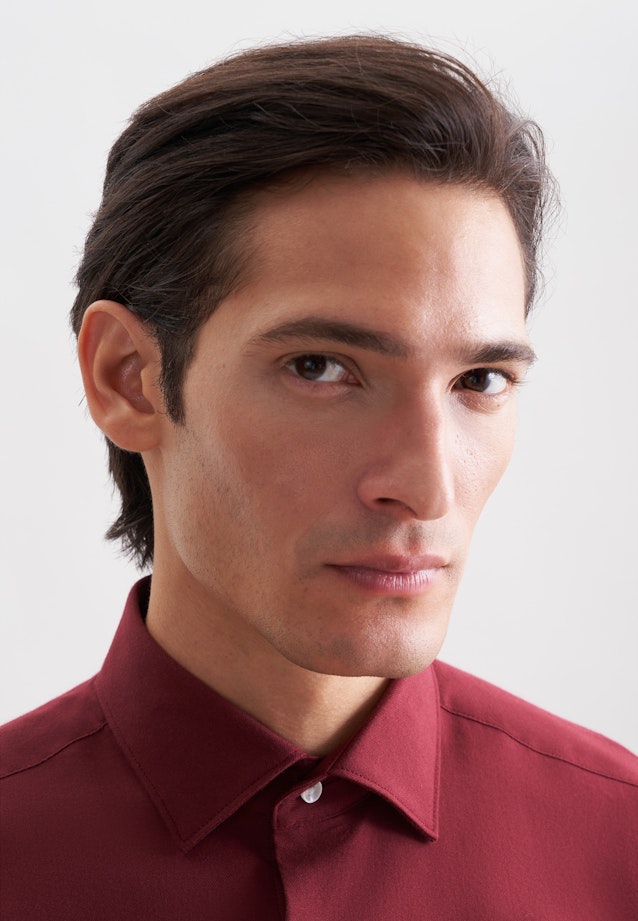 Regular Flanellhemd Uni in Rot |  Seidensticker Onlineshop