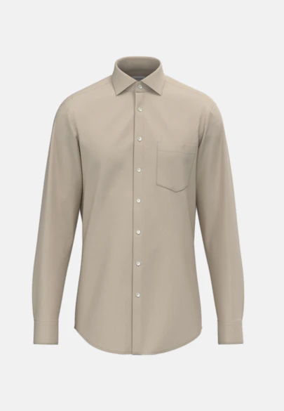 Regular Chemise en flanelle Uni in Beige | Seidensticker Onlineshop