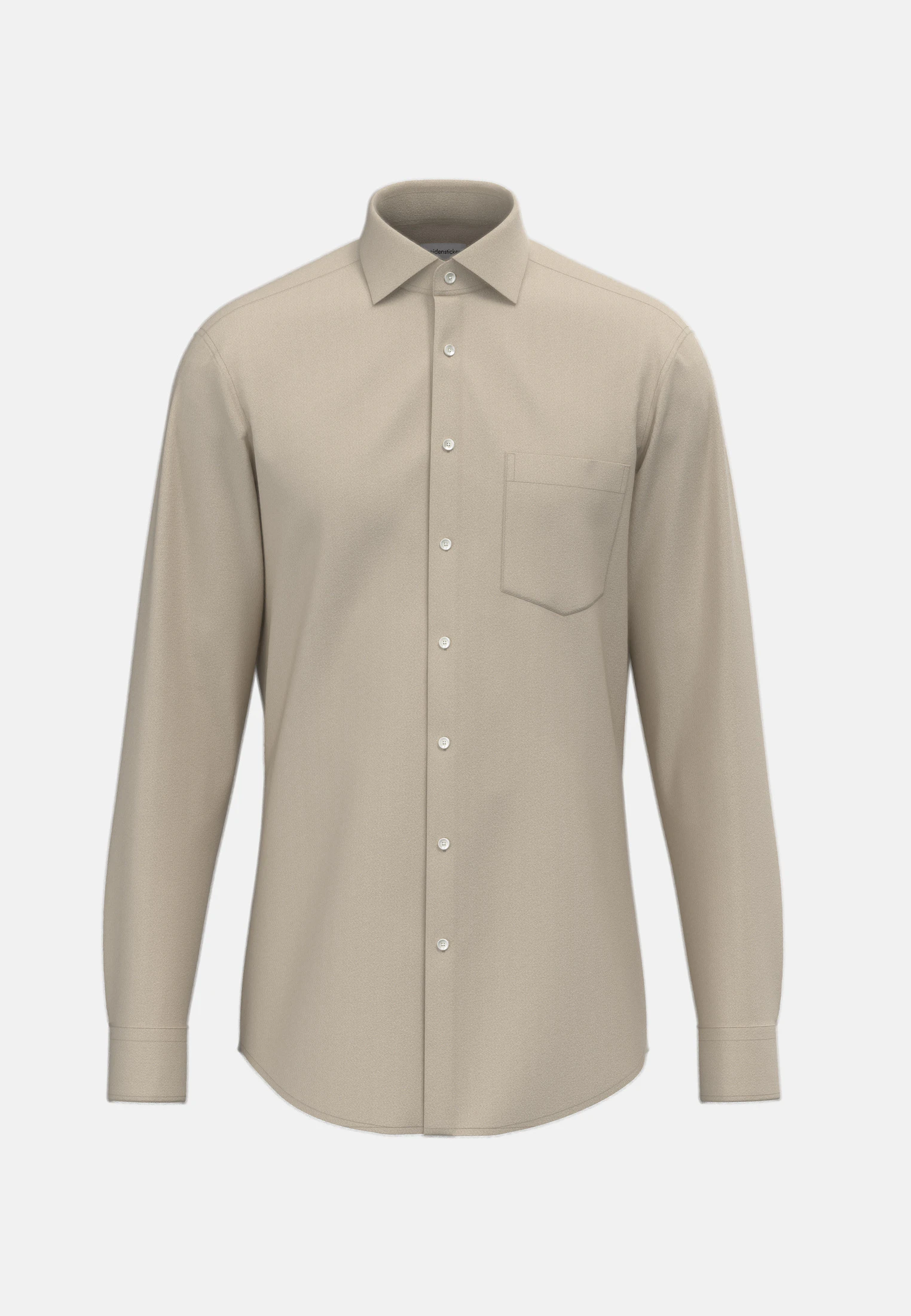 Regular Flanellhemd Uni Beige