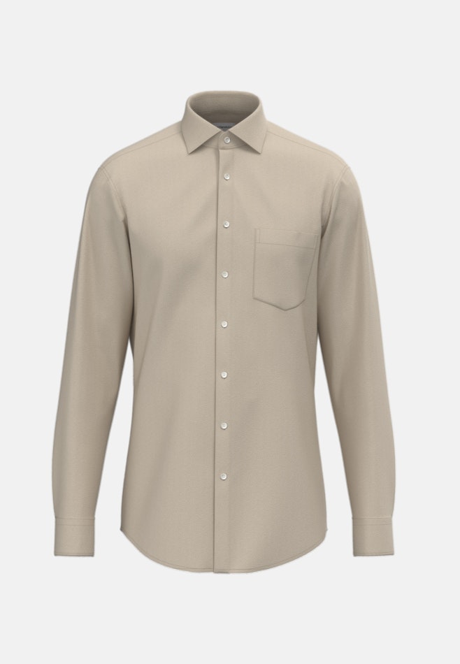 Regular Chemise en flanelle Uni dans Beige | Boutique en ligne Seidensticker