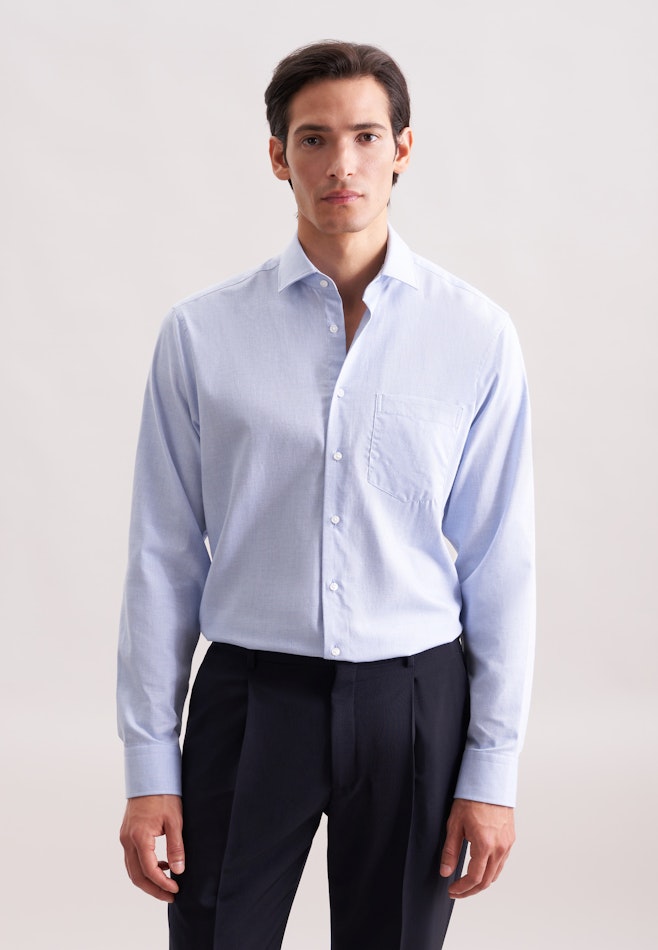 Regular Flanellhemd Flanell in Mittelblau | Seidensticker Onlineshop