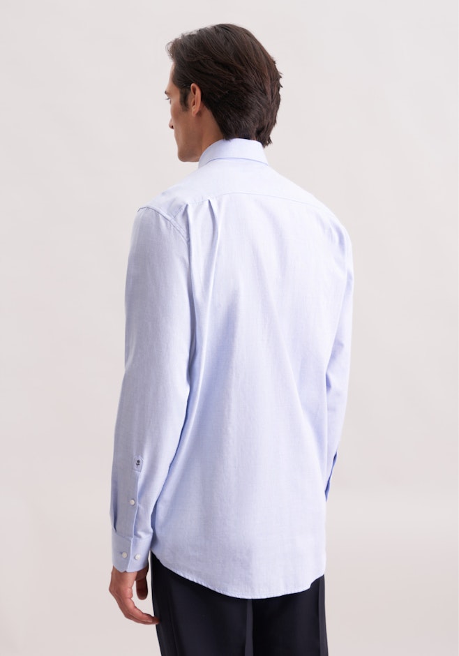 Regular Flanellhemd Uni in Mittelblau | Seidensticker Onlineshop