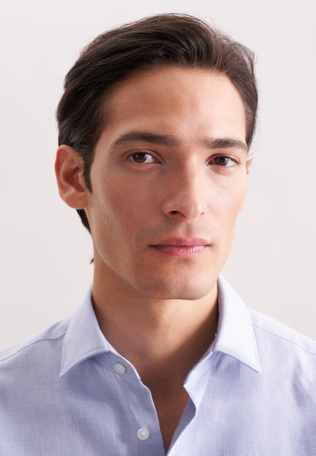 Regular Flanellhemd Uni in Mittelblau |  Seidensticker Onlineshop