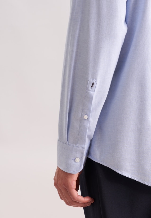 Regular Flanellhemd Uni in Mittelblau |  Seidensticker Onlineshop