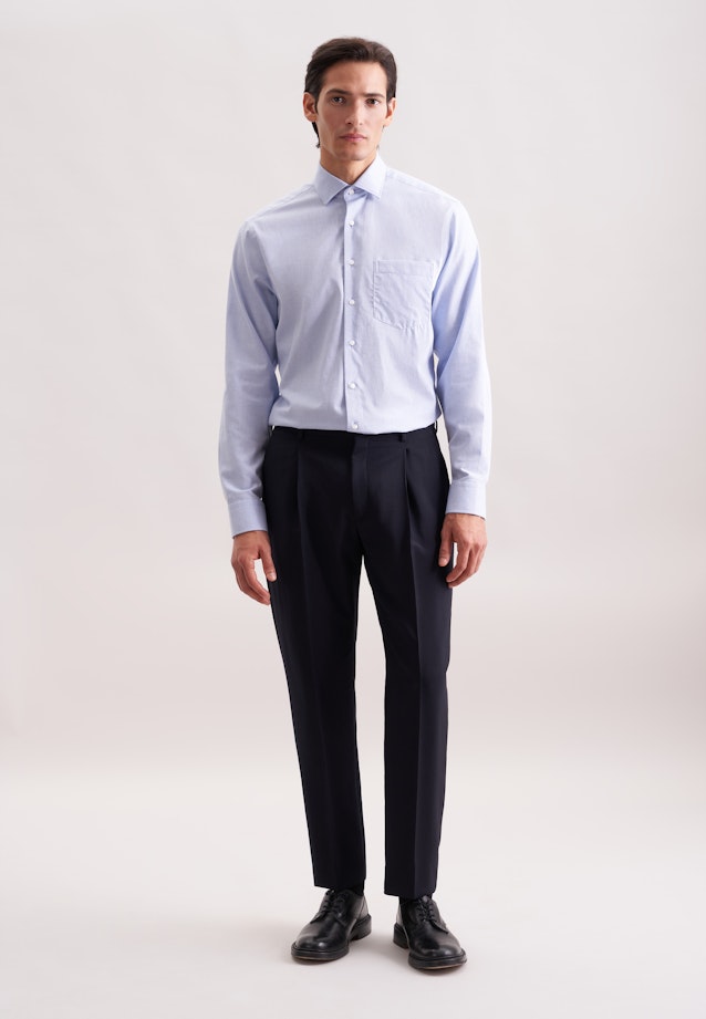 Regular Flanellhemd Uni in Mittelblau |  Seidensticker Onlineshop