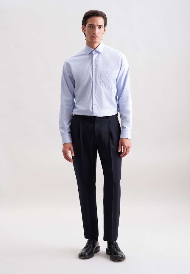 Regular Flanellhemd Uni in Mittelblau |  Seidensticker Onlineshop