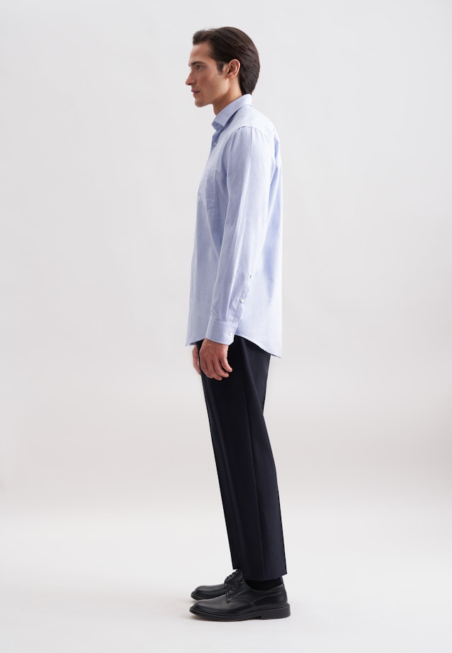 Regular Flanellhemd Uni in Mittelblau |  Seidensticker Onlineshop