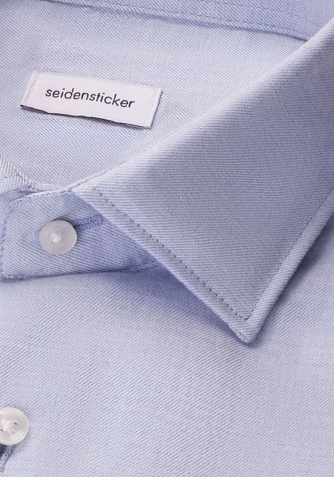 Regular Chemise en flanelle Uni dans Bleu Moyen | Boutique en ligne Seidensticker