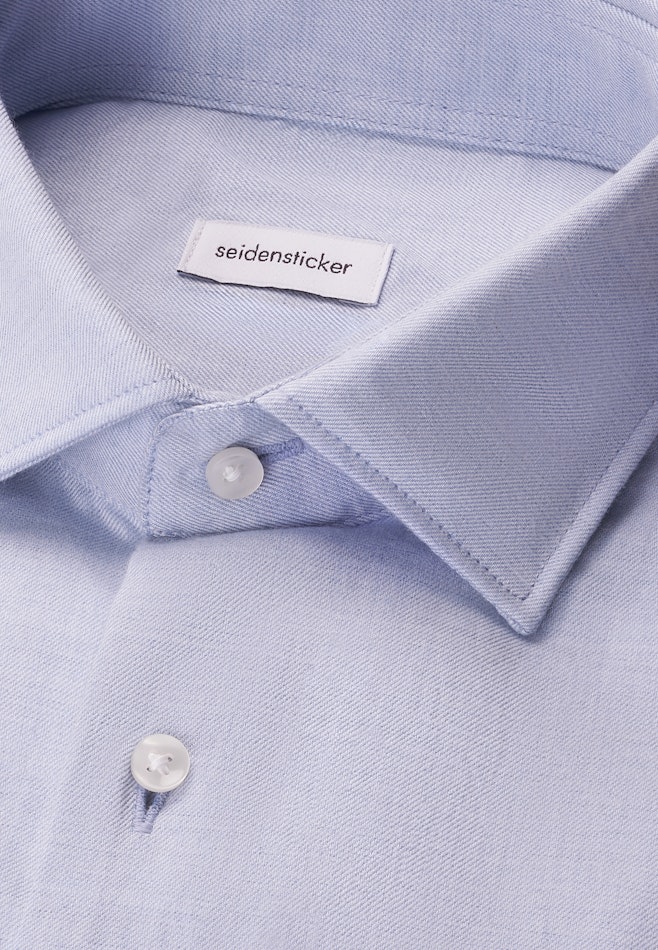 Regular Flanellhemd Uni in Mittelblau | Seidensticker Onlineshop