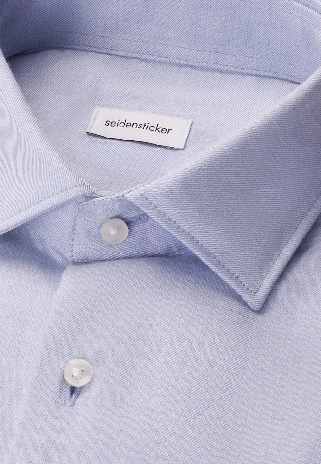 Regular Flanellhemd Uni in Mittelblau | Seidensticker Onlineshop