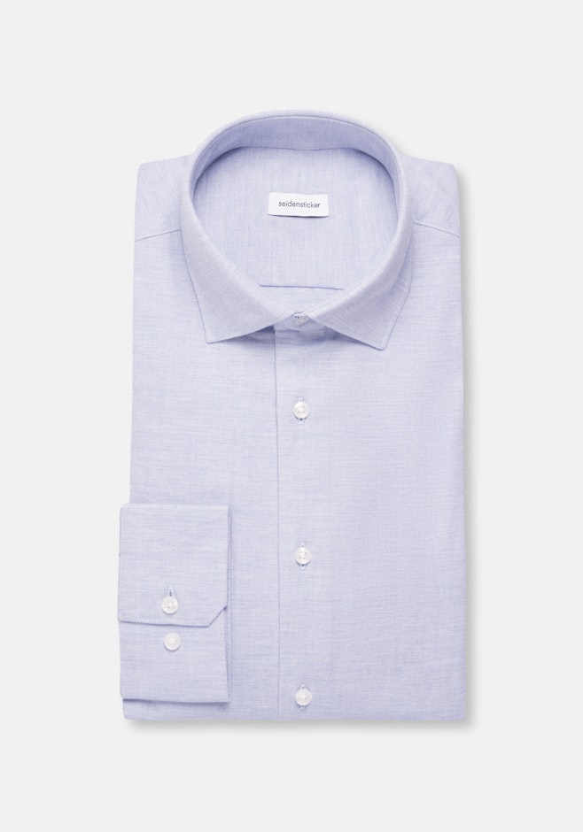 Regular Chemise en flanelle Uni dans Bleu Moyen | Boutique en ligne Seidensticker