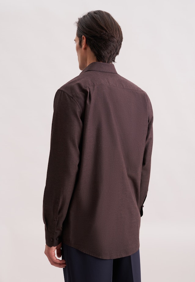 Regular Flanellhemd Uni in Braun |  Seidensticker Onlineshop
