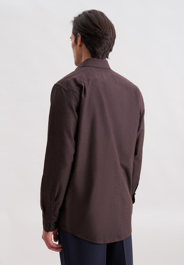 Regular Chemise en flanelle Uni in Marron |  Seidensticker Onlineshop