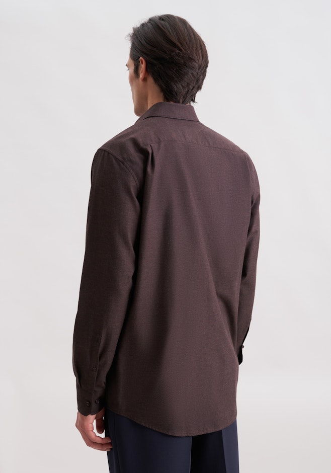 Regular Flanellhemd Uni in Braun | Seidensticker Onlineshop