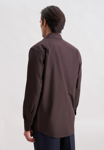 Regular Flanellhemd Uni in Braun |  Seidensticker Onlineshop
