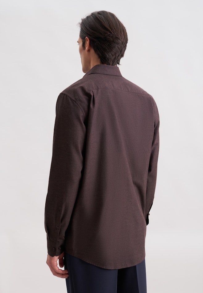 Regular Flanellhemd Uni in Braun | Seidensticker Onlineshop