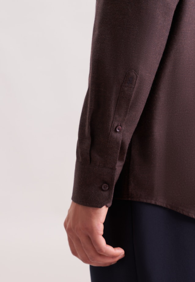 Regular Flanellhemd Uni in Braun |  Seidensticker Onlineshop