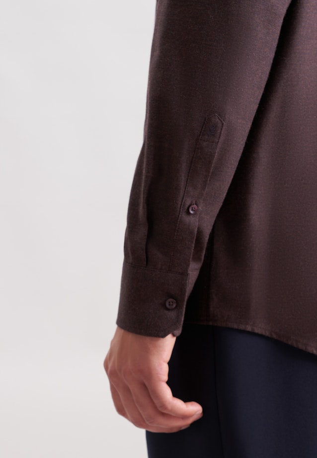 Regular Chemise en flanelle Uni in Marron |  Seidensticker Onlineshop