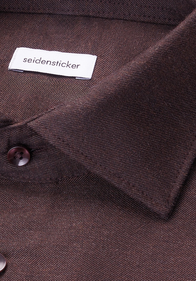 Regular Chemise en flanelle Uni dans Marron | Boutique en ligne Seidensticker