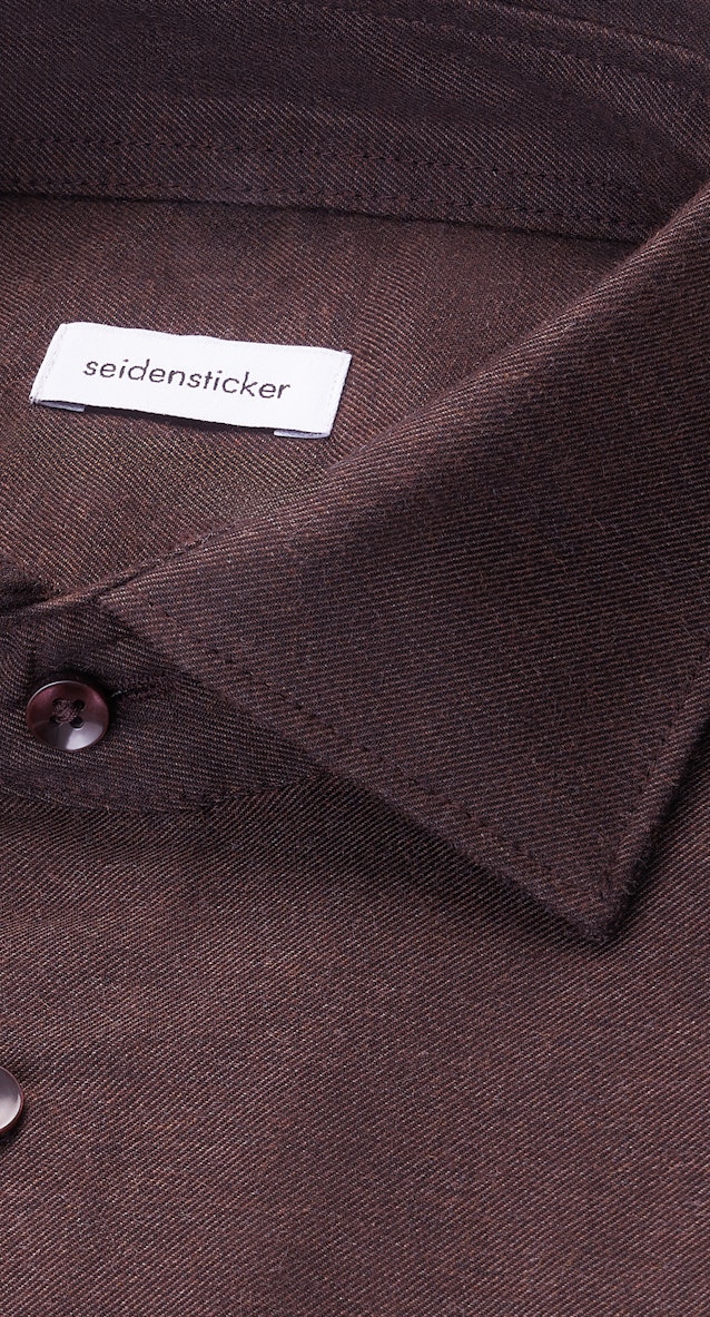 Regular Flanellhemd Uni in Braun |  Seidensticker Onlineshop
