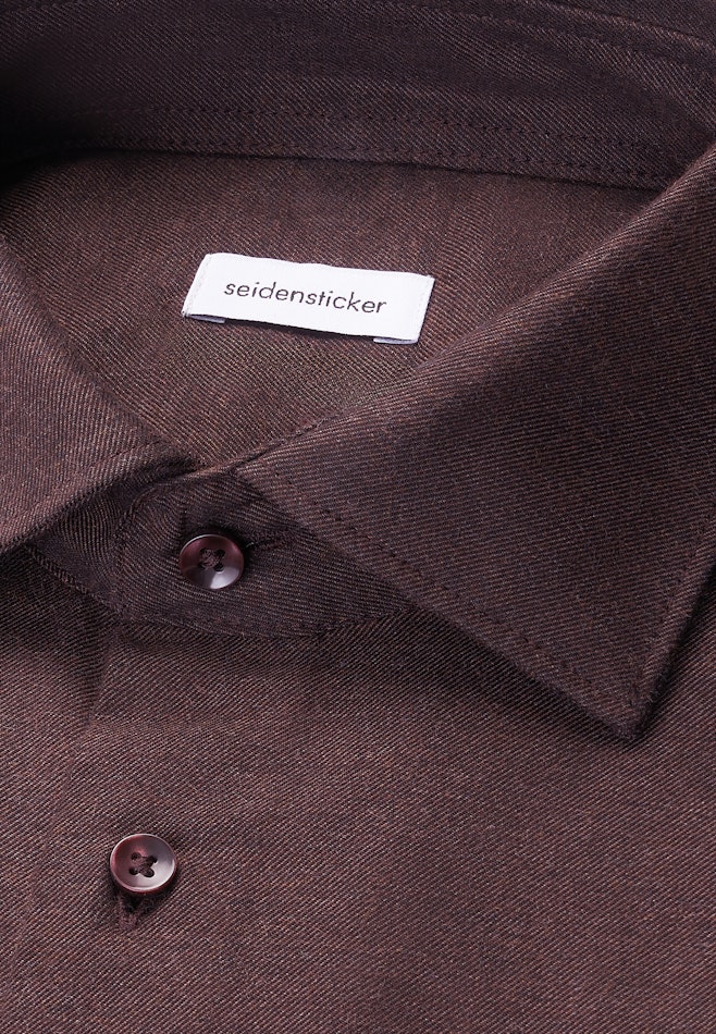 Regular Flanellhemd Uni in Braun | Seidensticker Onlineshop