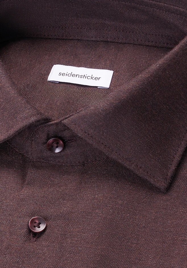 Regular Chemise en flanelle Uni dans Marron | Boutique en ligne Seidensticker