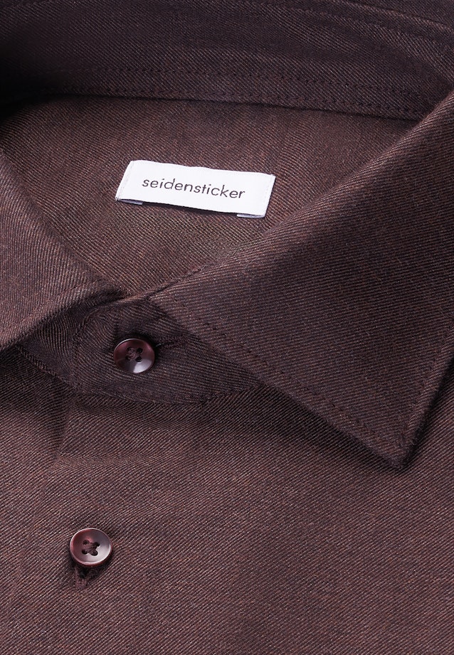 Regular Chemise en flanelle Uni in Marron |  Seidensticker Onlineshop