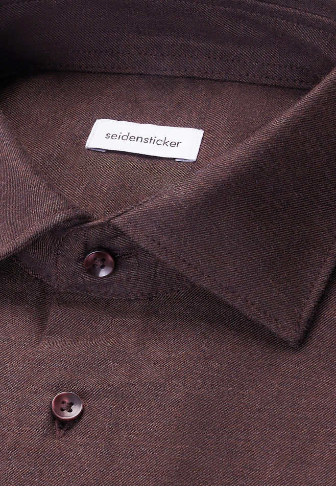 Regular Flanellhemd Uni in Braun | Seidensticker Onlineshop