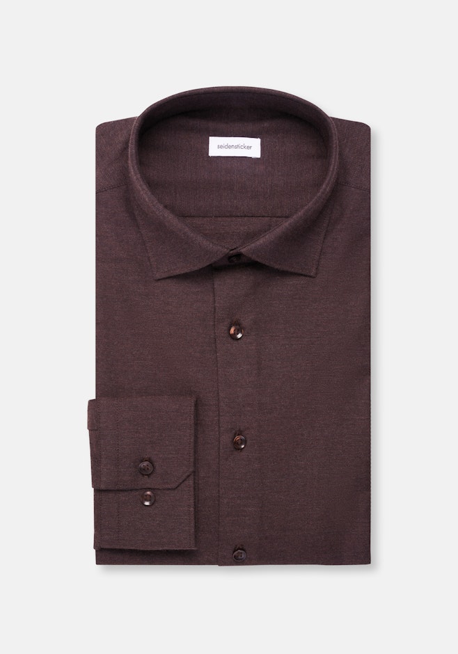 Regular Chemise en flanelle Uni dans Marron | Boutique en ligne Seidensticker