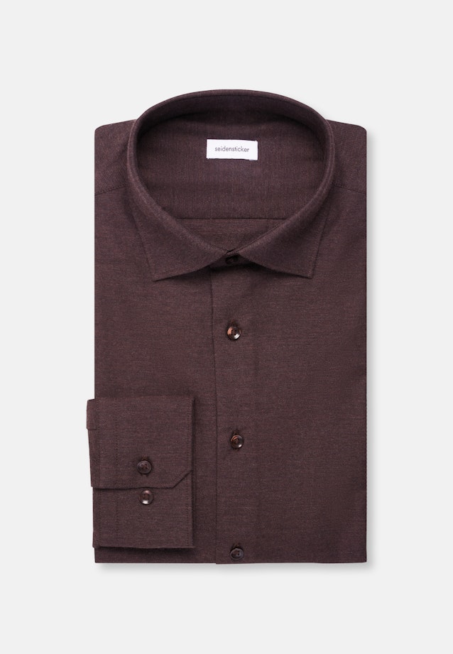 Regular Chemise en flanelle Uni in Marron |  Seidensticker Onlineshop