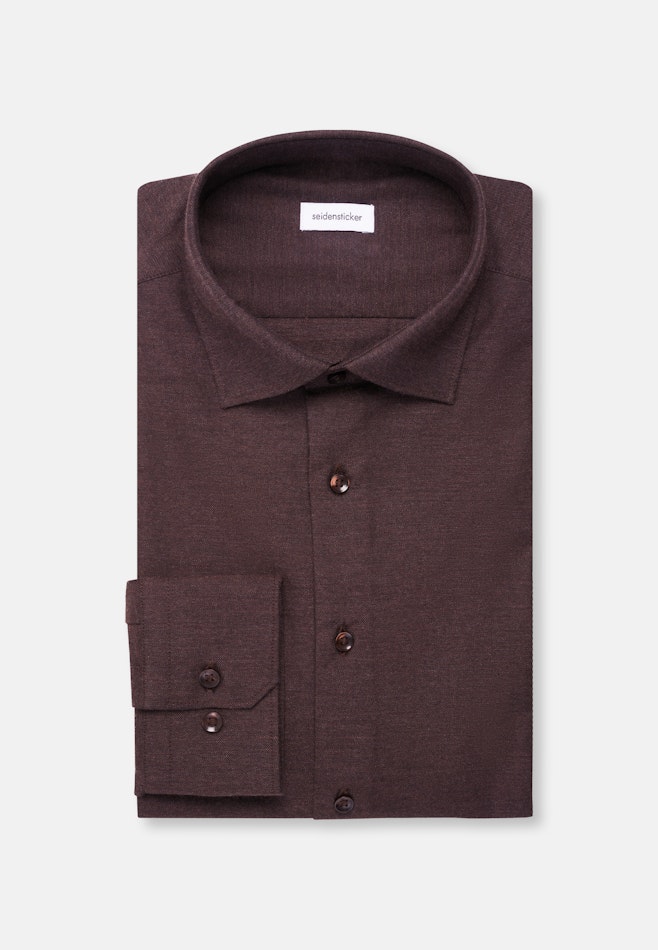 Regular Chemise en flanelle Uni dans Marron | Boutique en ligne Seidensticker