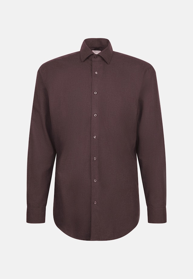 Regular Flanellhemd Uni in Braun |  Seidensticker Onlineshop