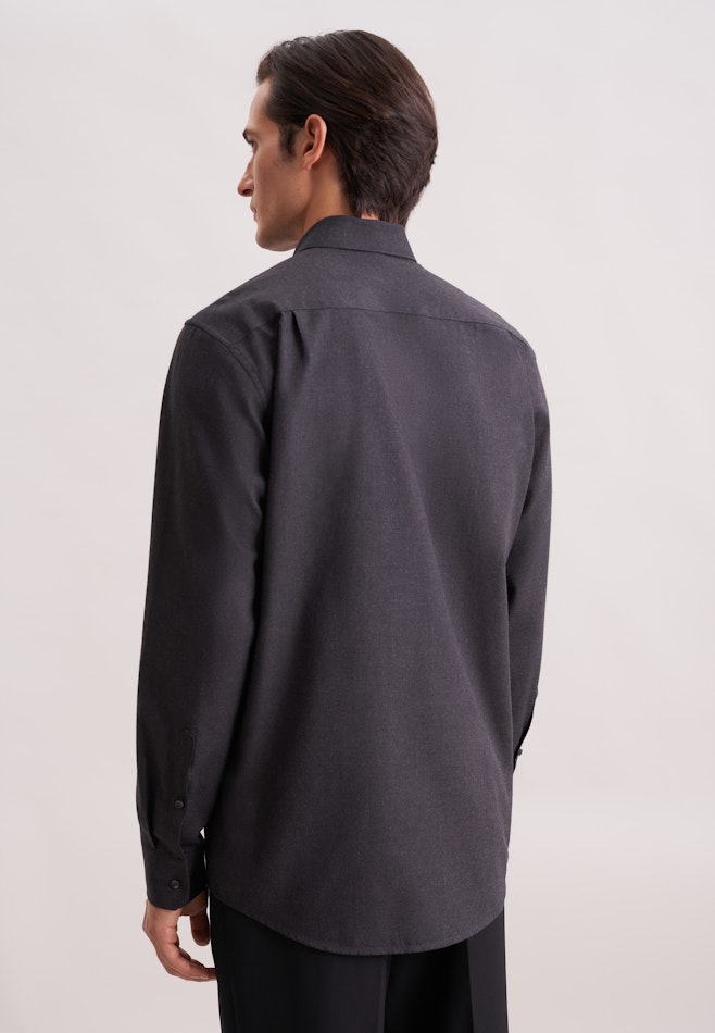 Regular Flanellhemd Uni in Grau | Seidensticker Onlineshop