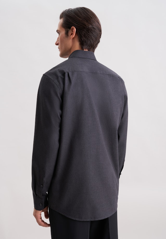 Regular Chemise en flanelle Uni in Gris |  Seidensticker Onlineshop