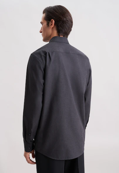 Regular Flanellhemd Uni in Grau |  Seidensticker Onlineshop